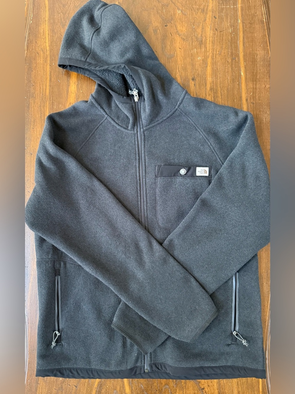 The North Face Men's Full-Zip Hooded Fleece Jacket - Charcoal Size Medium